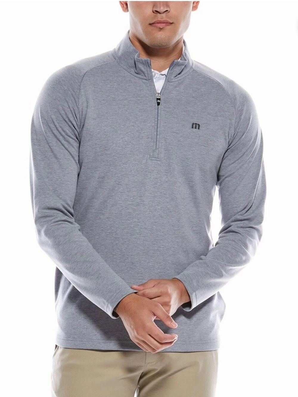 TRAVIS MATHEW Upgraded Quarter Zip in Grey Size Medium